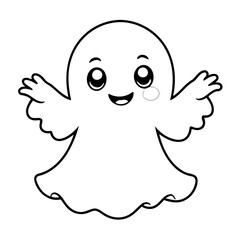 Vector illustration of a cute Ghost drawing for kids colouring activity