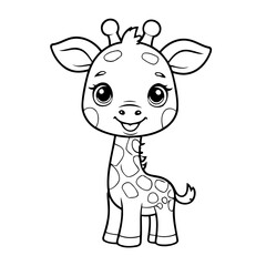 Cute vector illustration Giraffe hand drawn for kids page