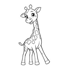 Simple vector illustration of Giraffe drawing for toddlers book