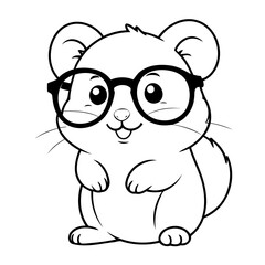 Naklejka premium Cute vector illustration hamster doodle for toddlers colouring page