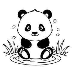 Simple vector illustration of Panda drawing for children page