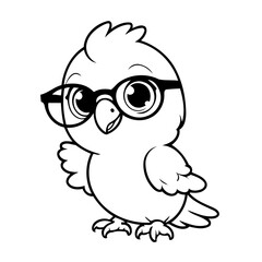 Simple vector illustration of parrot drawing for kids colouring page