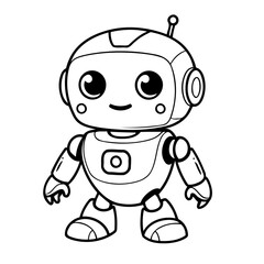 Simple vector illustration of robot hand drawn for kids page