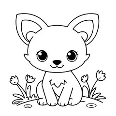 Vector illustration of a cute Puppy doodle for children worksheet