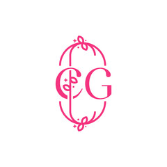 C G CG Beauty vector initial logo, handwriting logo of initial signature, wedding, fashion, jewelry, boutique, floral and botanical with creative template