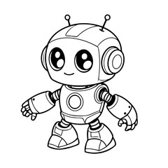 Simple vector illustration of Robot hand drawn for kids coloring page