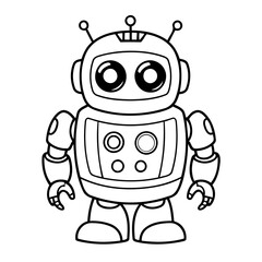 Cute vector illustration robot doodle for toddlers coloring activity