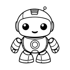 Simple vector illustration of robot hand drawn for kids coloring page