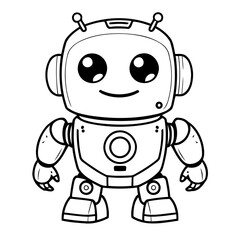 Obraz premium Cute vector illustration robot drawing for kids colouring activity