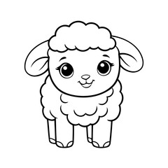 Cute vector illustration Sheep doodle for kids colouring page