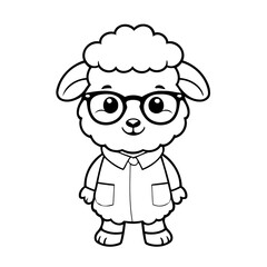 Simple vector illustration of Sheep for kids coloring page