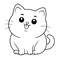 Cute vector illustration Cat hand drawn for kids page