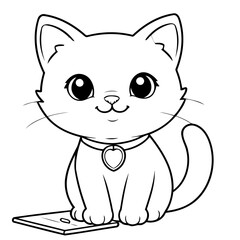 Cute vector illustration Cat for children colouring activity