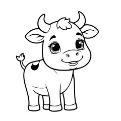 Obraz premium Cute vector illustration Cow drawing for toddlers book