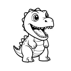 Vector illustration of a cute Dino drawing colouring activity