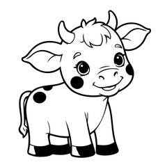 Simple vector illustration of Cow drawing for toddlers book