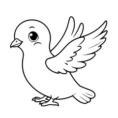 Simple vector illustration of Dove hand drawn for kids page