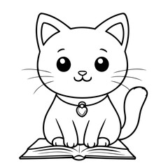 Simple vector illustration of Cat for kids colouring worksheet