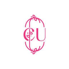 C U CU Beauty vector initial logo, handwriting logo of initial signature, wedding, fashion, jewelry, boutique, floral and botanical with creative template