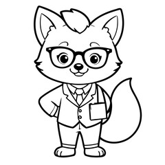 Simple vector illustration of Fox drawing for kids page