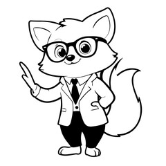 Vector illustration of a cute Fox doodle for toddlers worksheet