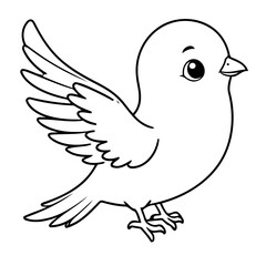 Vector illustration of a cute Dove doodle drawing for kids page