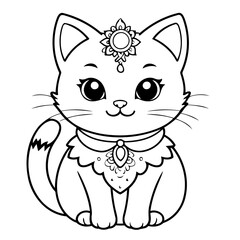 Vector illustration of a cute Cat doodle for kids colouring page