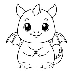 Cute vector illustration dragon hand drawn for kids coloring page