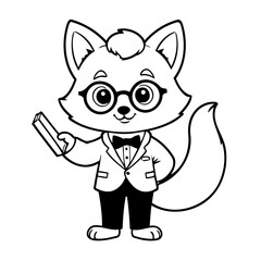 Simple vector illustration of Fox colouring page for kids