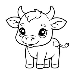Simple vector illustration of Cow for kids coloring page