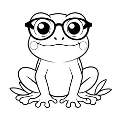 Simple vector illustration of Frog drawing for kids colouring page