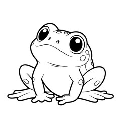 Simple vector illustration of Frog for kids colouring worksheet