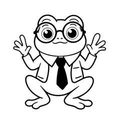 Vector illustration of a cute Frog doodle for kids colouring page