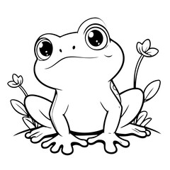 Simple vector illustration of Frog drawing for children page
