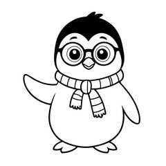 Cute vector illustration Penguin drawing for colouring page