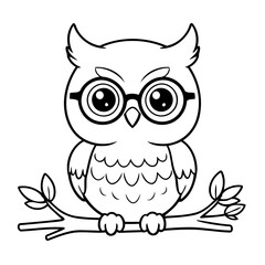 Simple vector illustration of Owl outline for colouring page