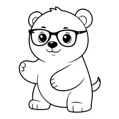 Cute vector illustration PolarBear doodle colouring activity for kids