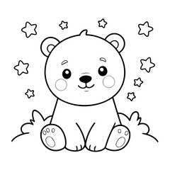 Simple vector illustration of PolarBear drawing for toddlers coloring activity