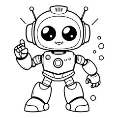 Cute vector illustration Robot hand drawn for kids coloring page