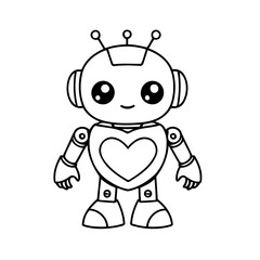 Simple vector illustration of robot hand drawn for kids page