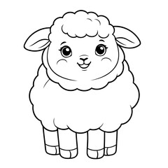 Cute vector illustration Sheep doodle colouring activity for kids