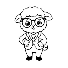 Cute vector illustration Sheep drawing for toddlers coloring activity