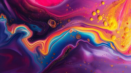 Colorful Liquid Paint Swirls and Splashes Background