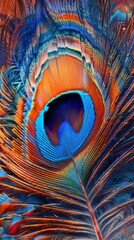 Obraz premium Vibrant peacock feather close-up