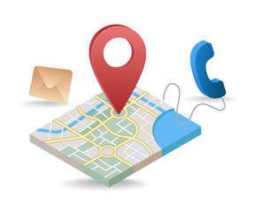 Location pin on map infographic flat isometric 3d illustration