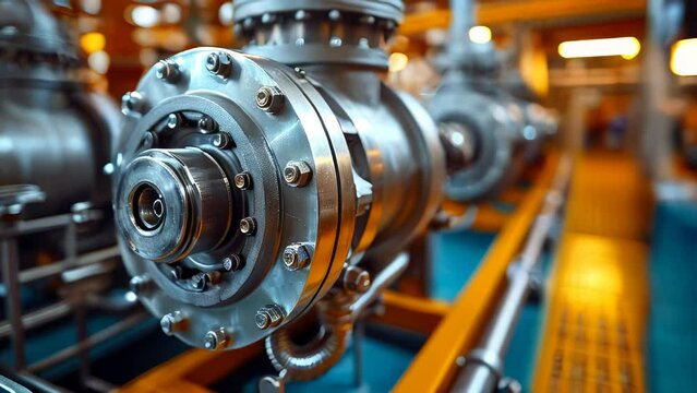 Blue industrial water pump with asynchronous electric motor on a dark background