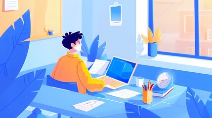 Obraz premium Loan Originator's Professional Illustration Image: Client Interactions, Financial Analysis, and Loan Approvals