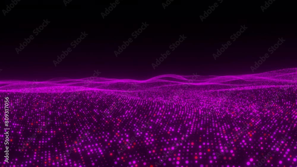 Poster wave purple particles. computer generated 3d render