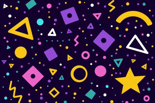 90's Inspired Background with Neon Colors and Bold Patterns - Vintage Decor, Party Themes