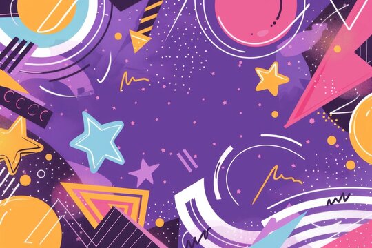 90's Inspired Background with Neon Colors and Bold Patterns - Vintage Decor, Party Themes